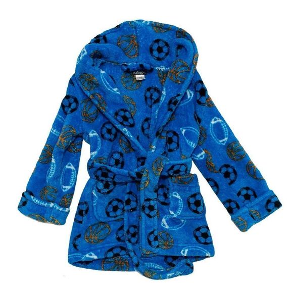 𝅺petit Lem Soccer Print Warm Fleece Housecoat - Picture 1 of 3